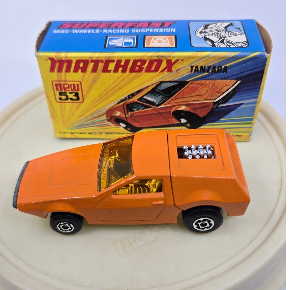 Vintage 1972 Matchbox Superfast No 53 Tanzara Lesney Orange Original Box